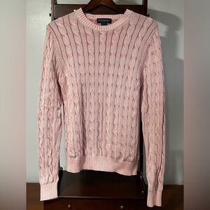 Brooks Brothers Men’s Medium Soft Pink Crewneck Cable Knit Sweater